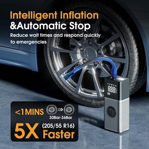 Tire Inflator Portable Air Compressor, Bike Pump, 150PSI Air Pump for Car Tires - Picture 7 of 7